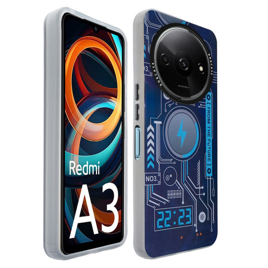 Colorful Reflective Circuit Prints Hard Back Protector Case For Redmi A3 2024