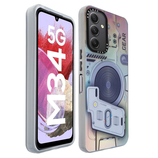 Colorful Reflective Circuit Prints Hard Back Protector Case For Samsung M34 5G