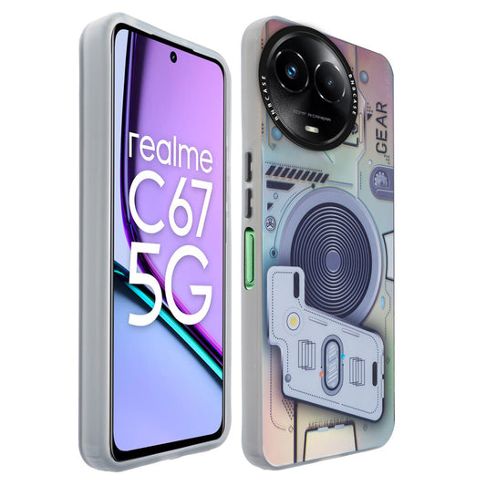 Colorful Reflective Circuit Prints Hard Back Protector Case For Realme C67 5G