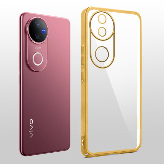 Crystal Clear Transparent Premium Shiny colorful Edges Hard Back Case For Vivo V50 5G