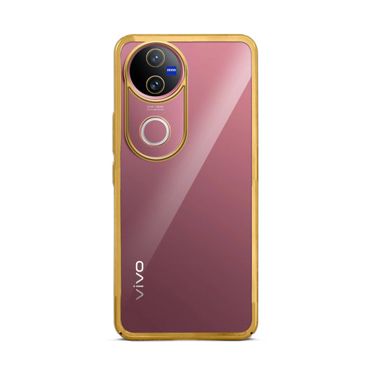 Crystal Clear Transparent Premium Shiny colorful Edges Hard Back Case For Vivo V50 5G