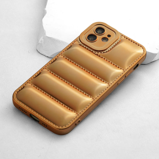 Soft Silicone 3D Puffer Pattern Back Cover for Apple iPhone 12, Shiny Shockproof Protective Case