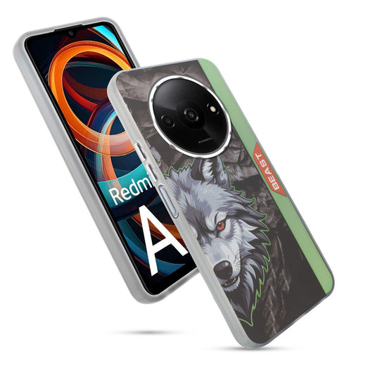 Beast Mode Animal Printed Back Case For Redmi A3 2024 With Hard Back & Glow Effect
