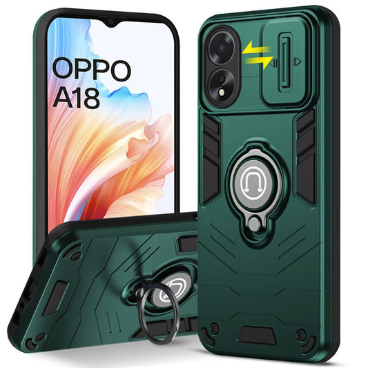 Ultra Rugged Armor Case with Rotating Ring Holder & Shutter Camera Protection Back Case For Oppo A18