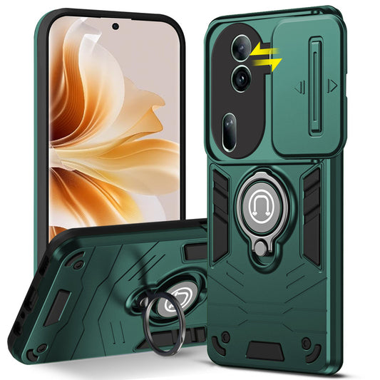 Ultra Rugged Armor Case with Rotating Ring Holder & Shutter Camera Protection Back Case For Oppo Reno 11 Pro 5G