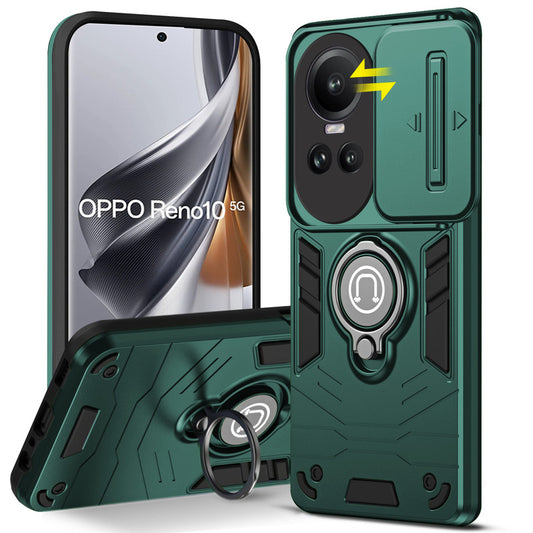 Ultra Rugged Armor Case with Rotating Ring Holder & Shutter Camera Protection Back Case For Oppo Reno 10 5G