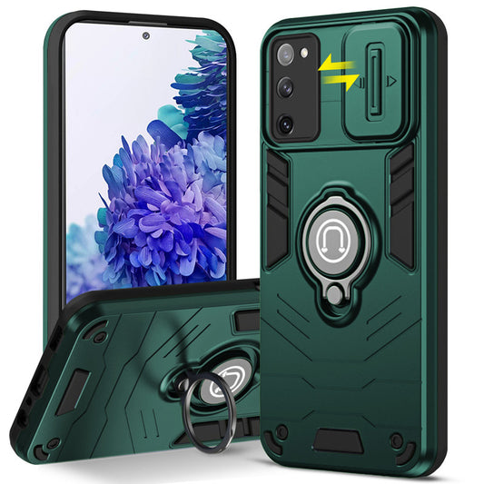 Ultra Rugged Armor Case with Rotating Ring Holder & Shutter Camera Protection Back Case For  Samsung S20 FE 5G