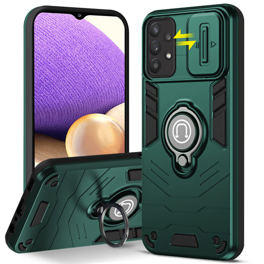 Ultra Rugged Armor Case with Rotating Ring Holder & Shutter Camera Protection Back Case For Samsung M32 5G