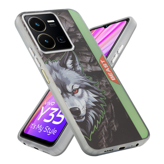 Beast Mode Animal Printed Back Case For Vivo Y35 With Hard Back & Glow Effect