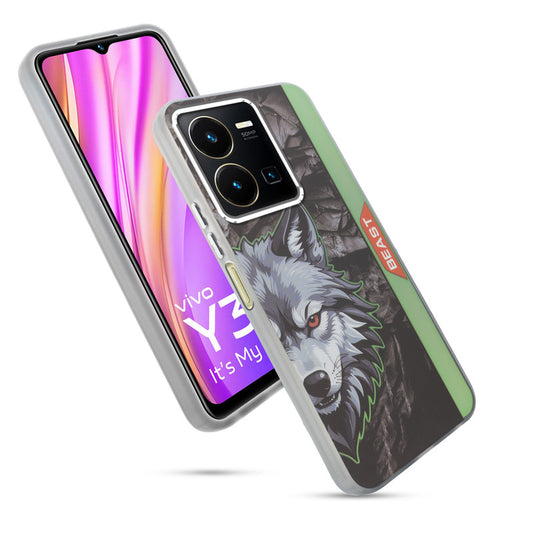 Beast Mode Animal Printed Back Case For Vivo Y35 With Hard Back & Glow Effect