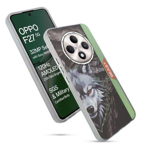 Beast Mode Animal Printed Back Case For Oppo F27 5G With Hard Back & Glow Effect
