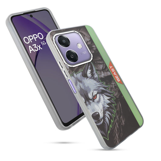 Beast Mode Animal Printed Back Case For Oppo A3x 5G With Hard Back & Glow Effect