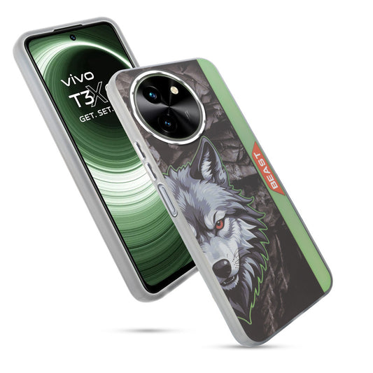Beast Mode Animal Printed Back Case For Vivo T3x 5G With Hard Back & Glow Effect