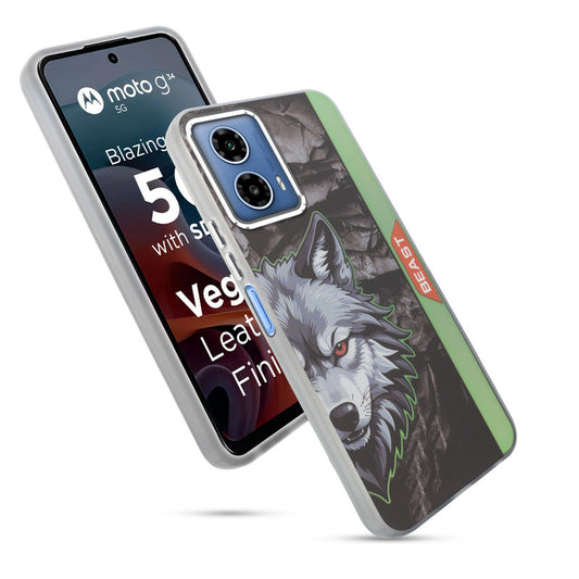 Beast Mode Animal Printed Back Case For Motorola Moto G34 5G With Hard Back & Glow Effect