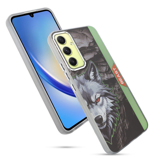 Beast Mode Animal Printed Back Case For Samsung A34 5G With Hard Back & Glow Effect