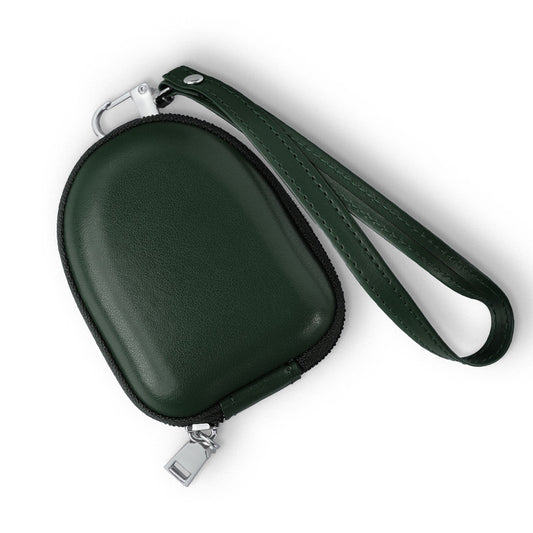 Elegant Leather Zipper Pouch with Wrist Strap, Compact and Stylish Carry Airpods Case