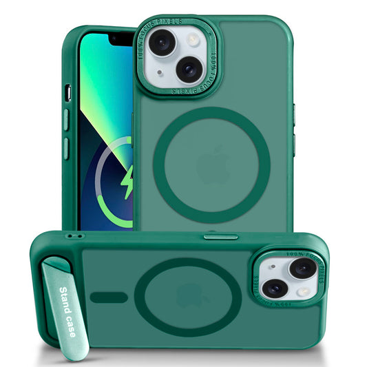 Semi-Transparent Hard Back & MagSafe Compatible With Kickstand Back Case For Apple iPhone 13