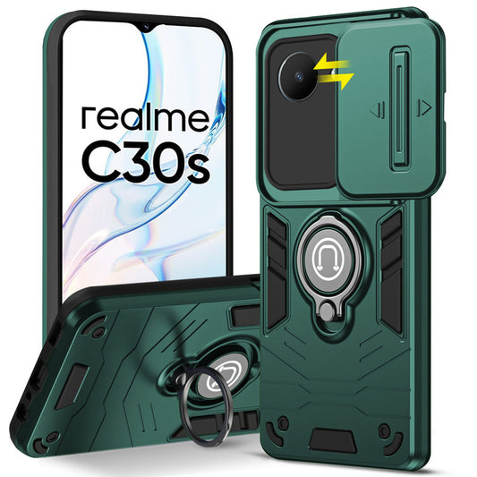 Ultra Rugged Armor Case with Rotating Ring Holder & Shutter Camera Protection Back Case For Realme C30s