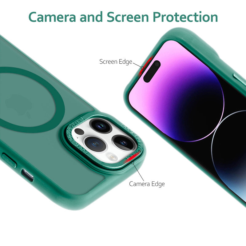 Semi-Transparent Hard Back & Wireless Charging Support Compatible With Kickstand Back Case For Apple iPhone 14 Pro Max