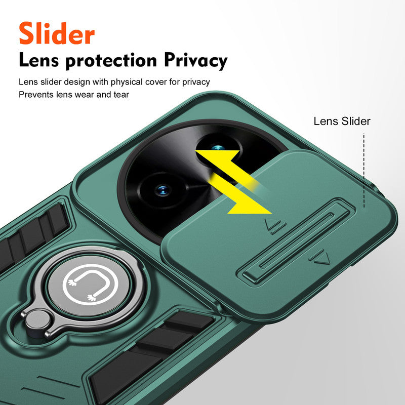 Ultra Rugged Case with Rotating Ring Holder Back Case For Vivo T3x 5G