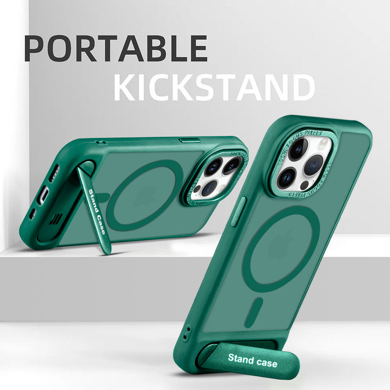 Semi-Transparent Hard Back & Wireless Charging Support Compatible With Kickstand Back Case For Apple iPhone 14 Pro Max