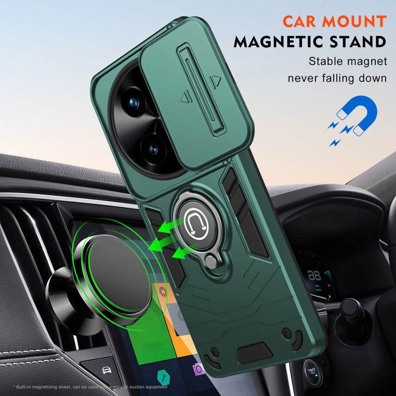 Ultra Rugged Case with Rotating Ring Holder Back Case For Vivo T3x 5G
