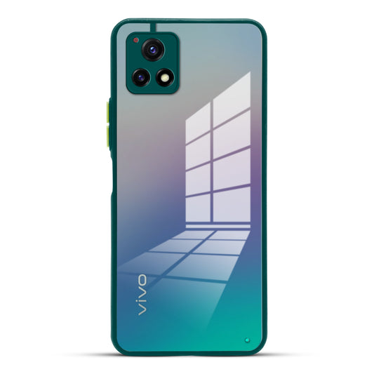 Elegant Smoky Glass Phone Case with Anti-Slip Silicone Edges Back Cover For Vivo Y72 5G