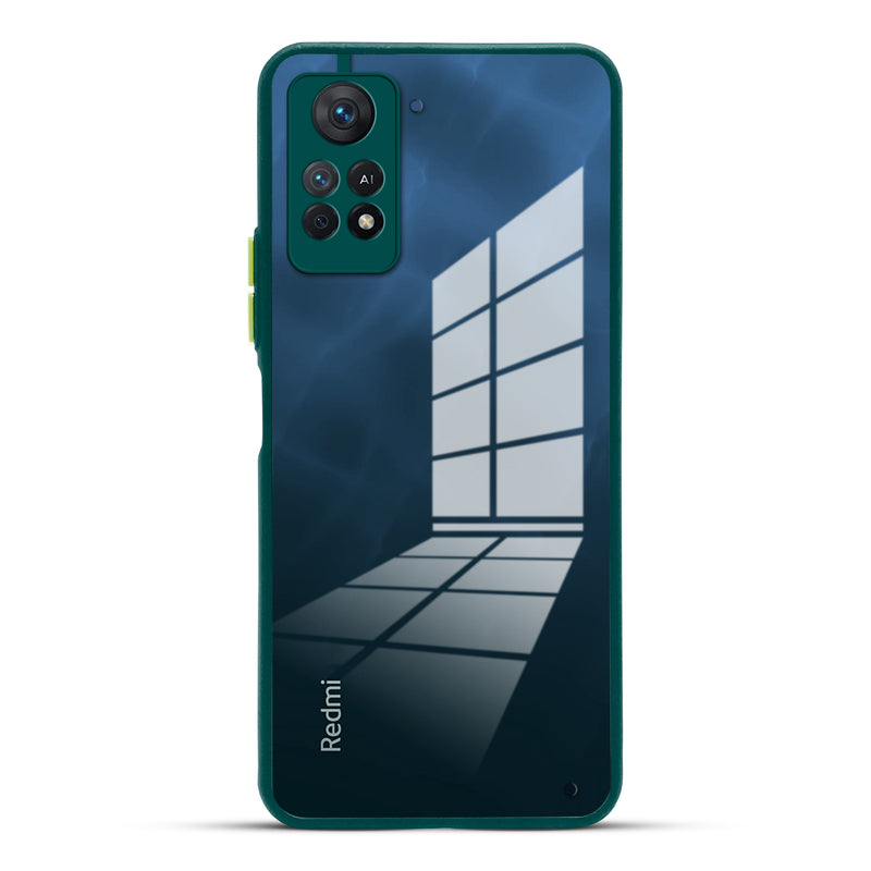 Elegant Smoky Glass Phone Case with Anti-Slip Silicone Edges Back Cover For Redmi Note 11