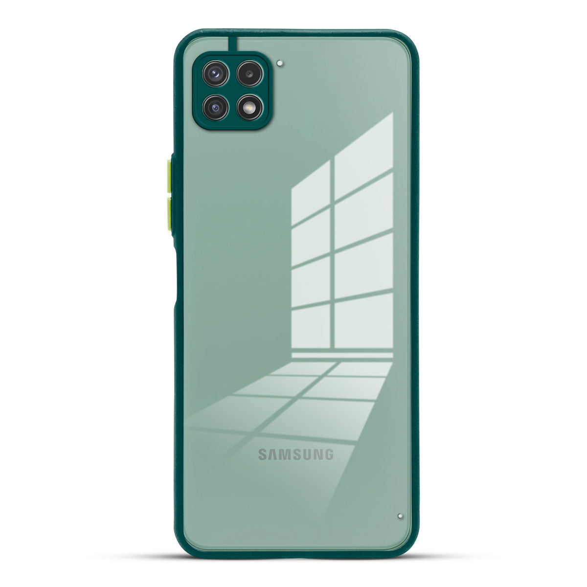 Elegant Smoky Glass Phone Case with Anti-Slip Silicone Edges Back Cover For Samsung A22 5G