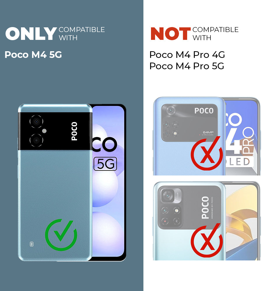 Elegant Smoky Glass Phone Case with Anti-Slip Silicone Edges Back Cover For Poco M4 5G