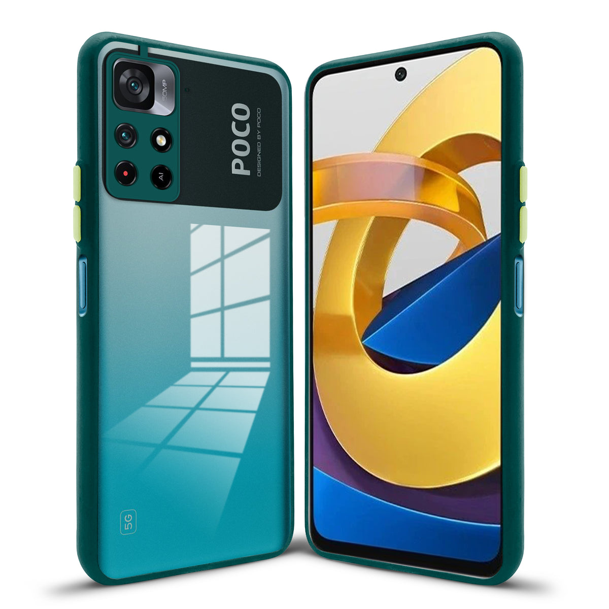 Elegant Smoky Glass Phone Case with Anti-Slip Silicone Edges Back Cover For Poco M4 Pro 5G