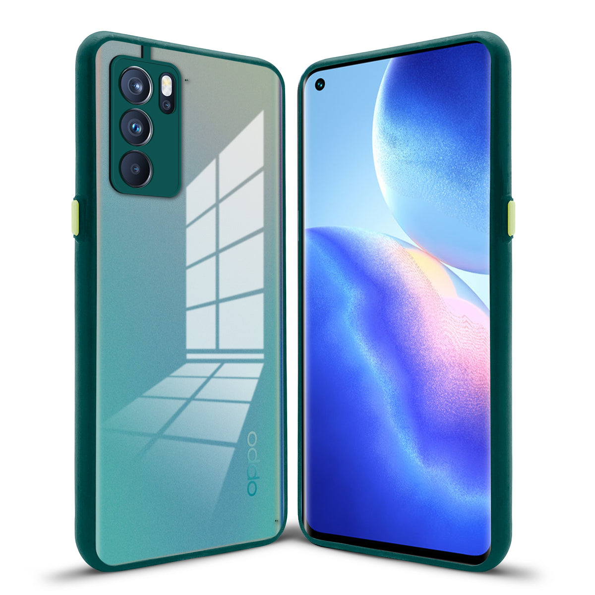 Elegant Smoky Glass Phone Case with Anti-Slip Silicone Edges Back Cover For Oppo Reno 6 Pro 5G
