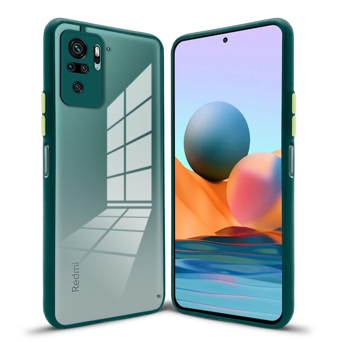 Elegant Smoky Glass Phone Case with Anti-Slip Silicone Edges Back Cover For Redmi Note 10