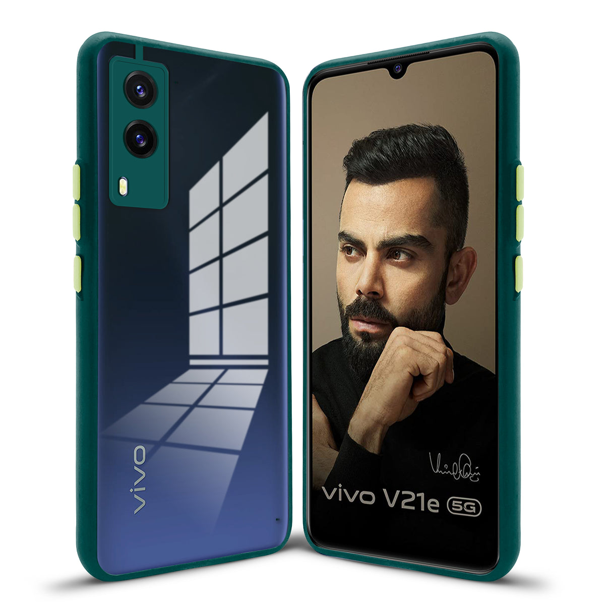 Elegant Smoky Glass Phone Case with Anti-Slip Silicone Edges Back Cover For Vivo V21e 5G