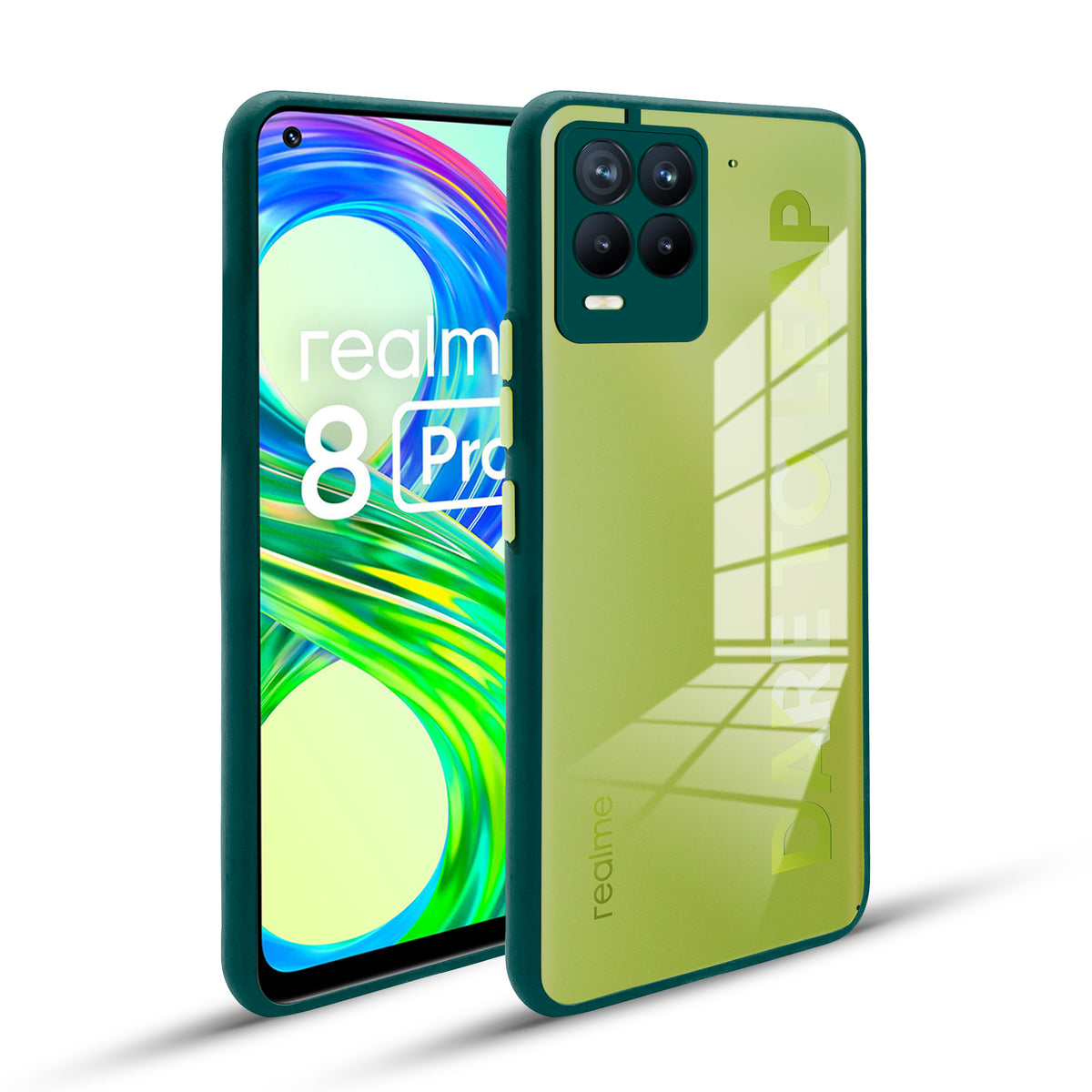 Elegant Smoky Glass Phone Case with Anti-Slip Silicone Edges Back Cover For Realme 8 Pro