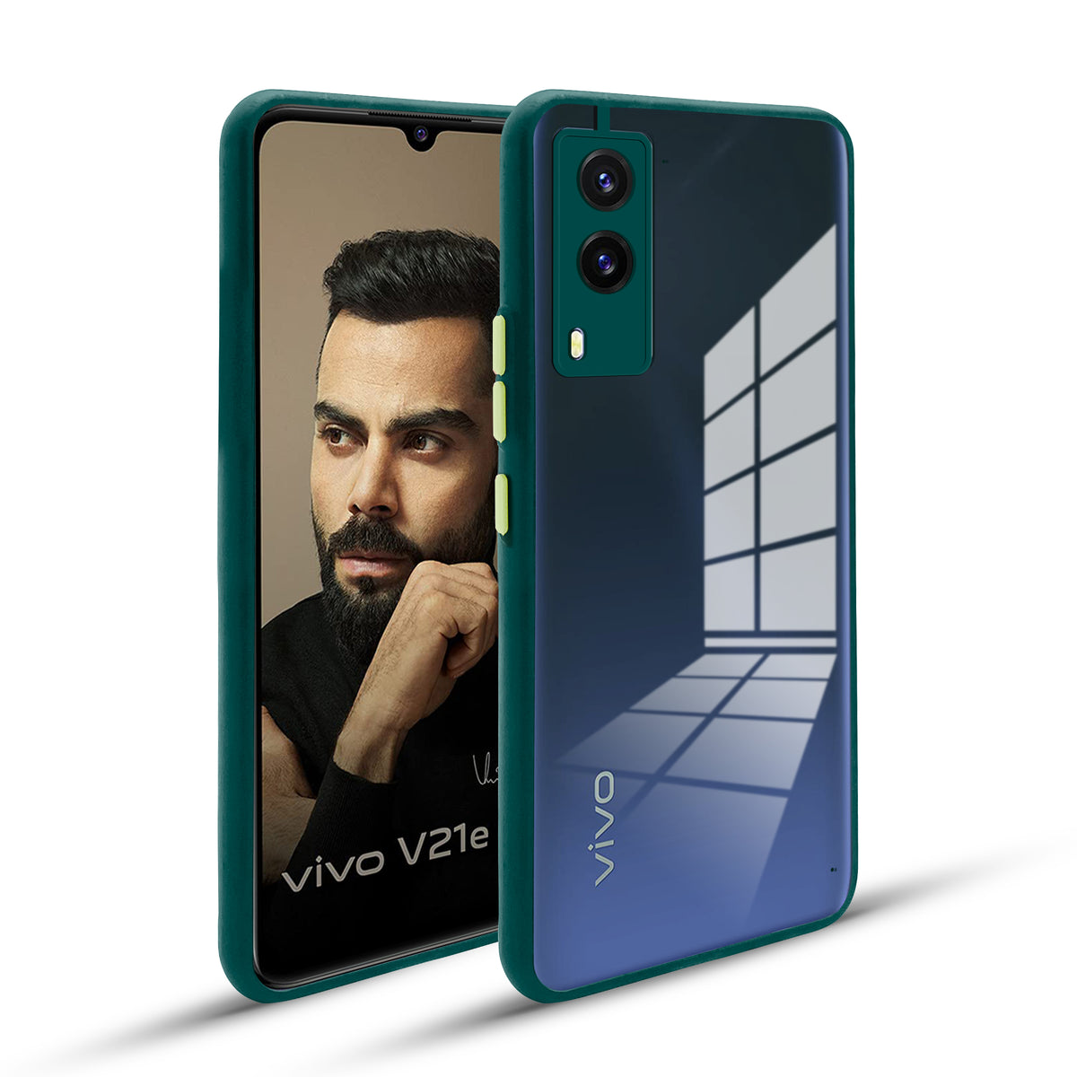 Elegant Smoky Glass Phone Case with Anti-Slip Silicone Edges Back Cover For Vivo V21e 5G