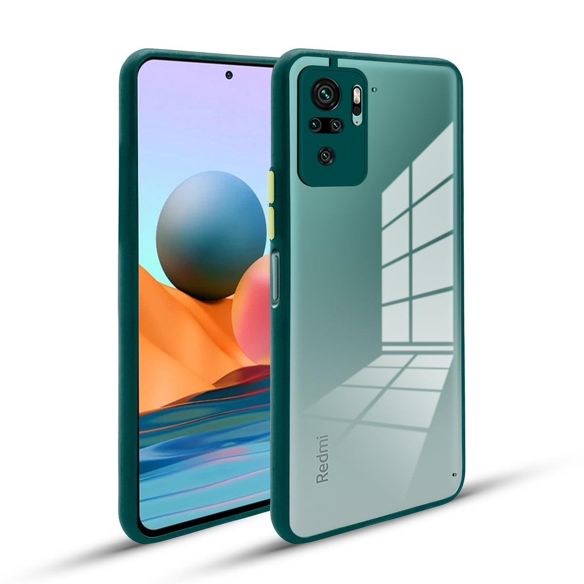 Elegant Smoky Glass Phone Case with Anti-Slip Silicone Edges Back Cover For Redmi Note 10
