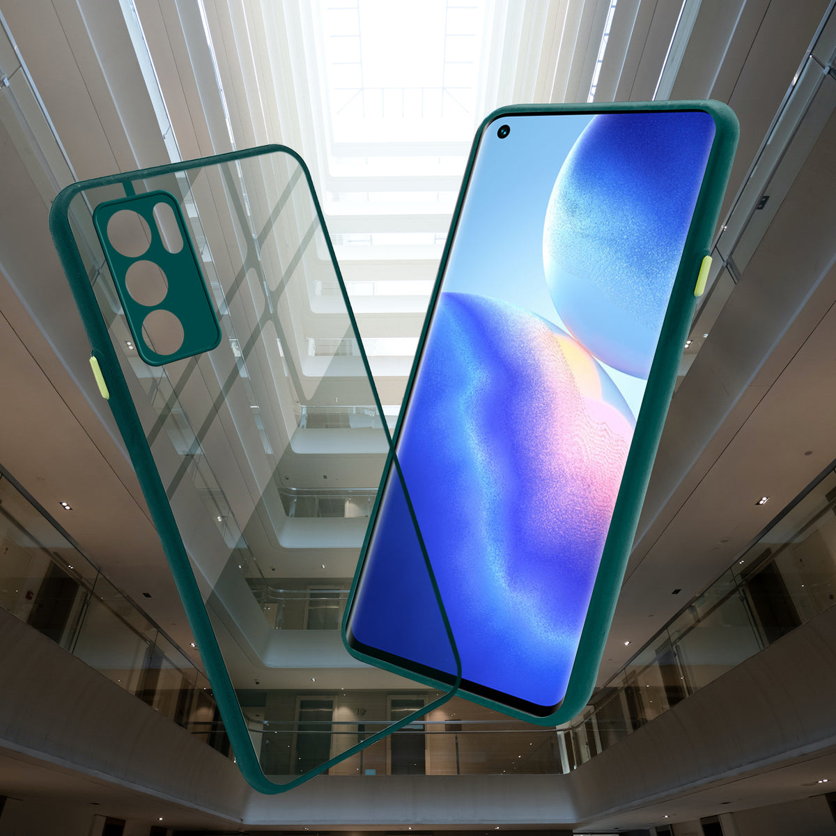 Elegant Smoky Glass Phone Case with Anti-Slip Silicone Edges Back Cover For Oppo Reno 6 Pro 5G