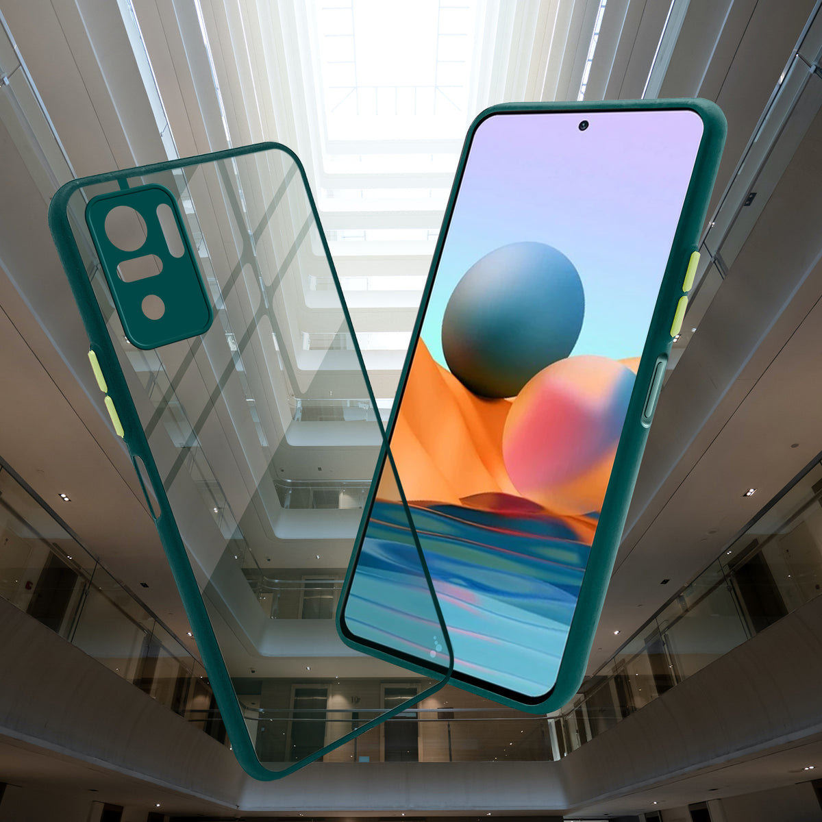 Elegant Smoky Glass Phone Case with Anti-Slip Silicone Edges Back Cover For Redmi Note 10