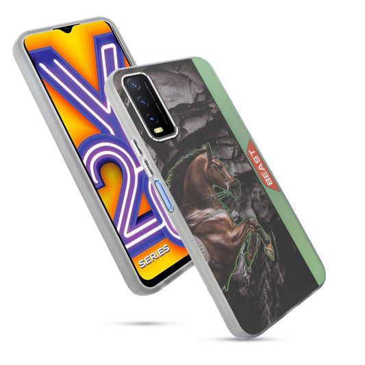 Beast Mode Animal Printed Back Case For Vivo Y20 With Hard Back & Glow Effect