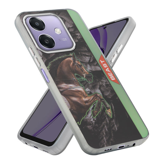 Beast Mode Animal Printed Back Case For Oppo A3x 5G With Hard Back & Glow Effect