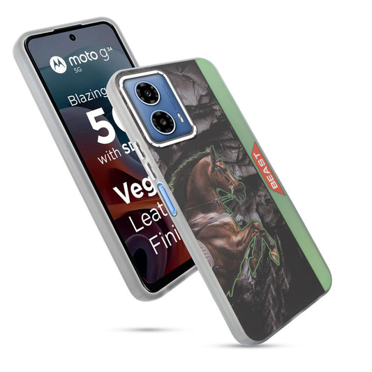 Beast Mode Animal Printed Back Case For Motorola Moto G34 5G With Hard Back & Glow Effect
