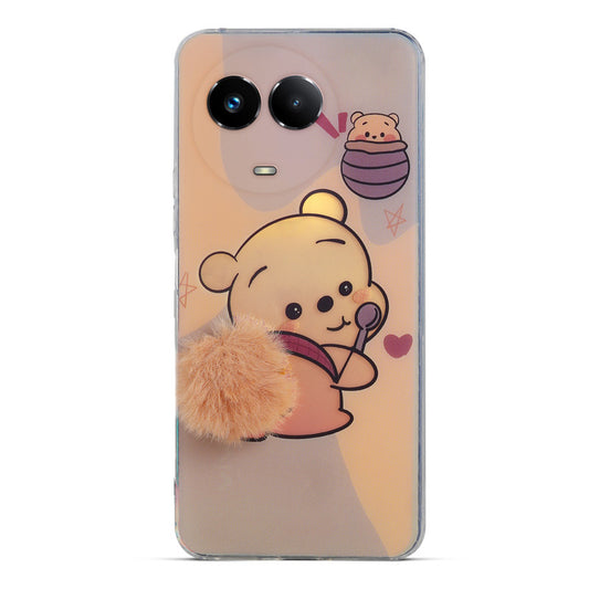 Printed matte back with fur detailing Back cover For Realme 11X 5G