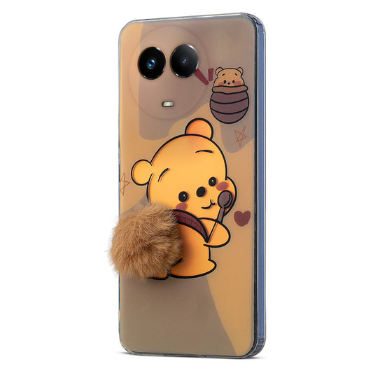 Printed matte back with fur detailing Back cover For Realme 11X 5G