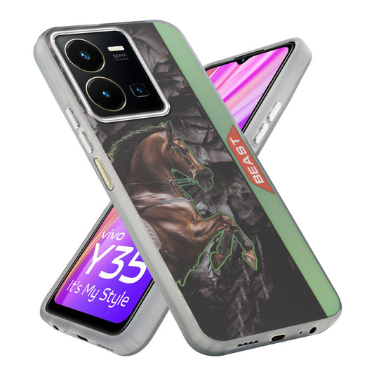 Beast Mode Animal Printed Back Case For Vivo Y35 With Hard Back & Glow Effect