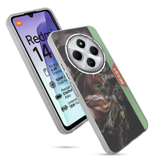 Beast Mode Animal Printed Back Case For Redmi 14C 5G With Hard Back & Glow Effect