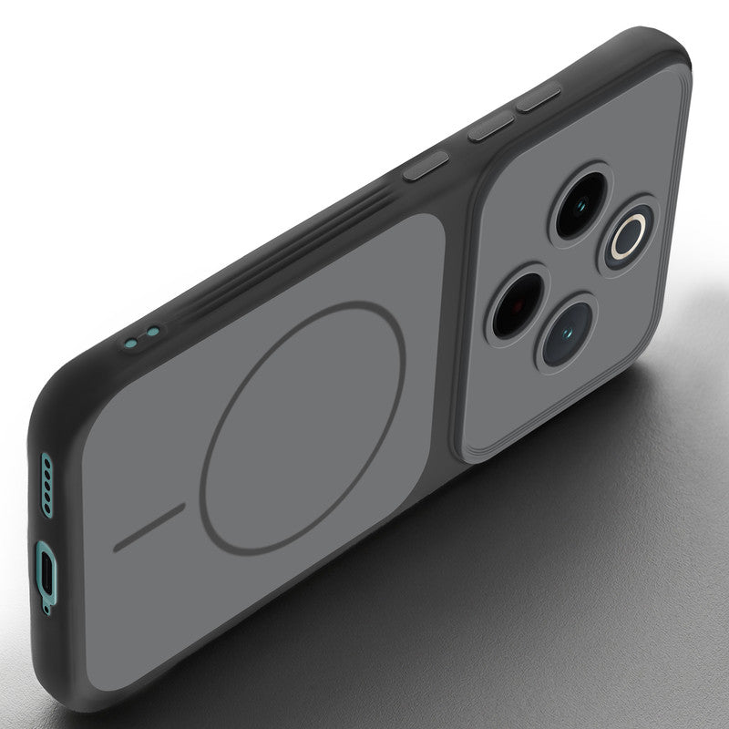 Slim silicone Black phone case for iQOO Z10 5G side angle view showing grip texture and precise cutouts