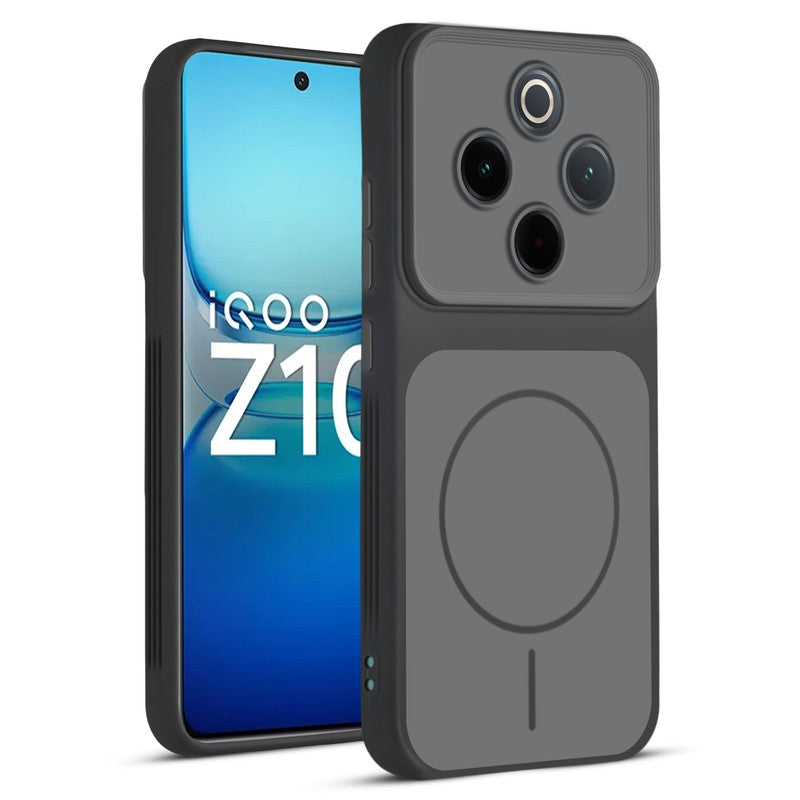 Full protective dual tone Black silicone case for iQOO Z10 5G showing front and back design coverage