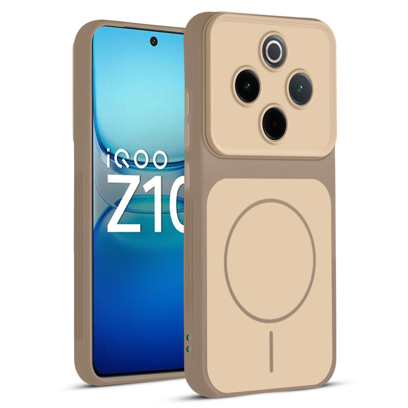 Full protective dual tone Brown silicone case for iQOO Z10 5G showing front and back design coverage