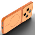 Slim silicone Orange phone case for iQOO Z10 5G side angle view showing grip texture and precise cutouts